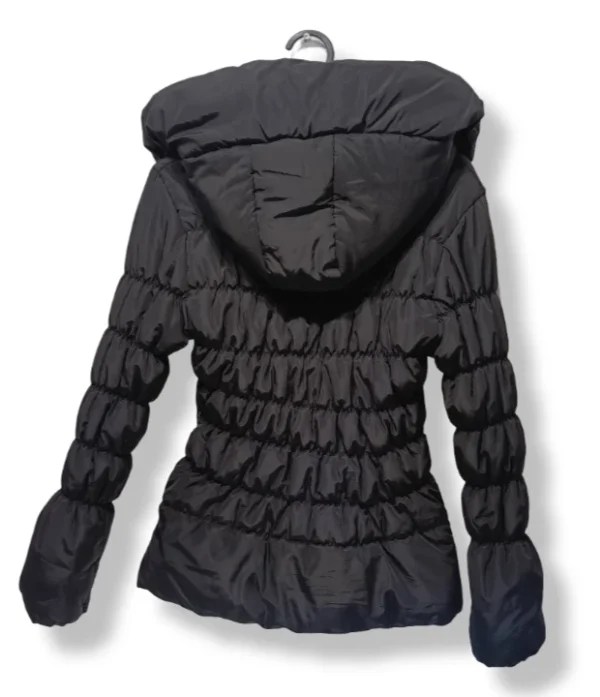 Parka acolchada negra con capucha – Made in Italy – Talla S