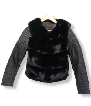 1000004748 (20) Chaqueta Negra Giorgia Fashion con Piel Sintética – Talla S