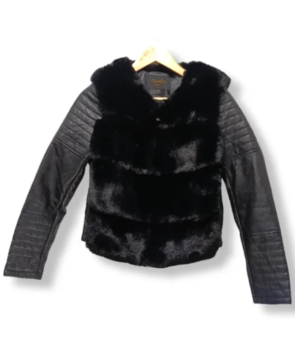 1000004748 (20) Chaqueta Negra Giorgia Fashion con Piel Sintética – Talla S