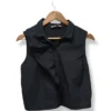 Blusa Negra Crop sin Mangas – IO – Talla M