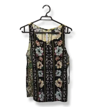 Blusa Floral Bicolor sin Mangas – IO – Talla S
