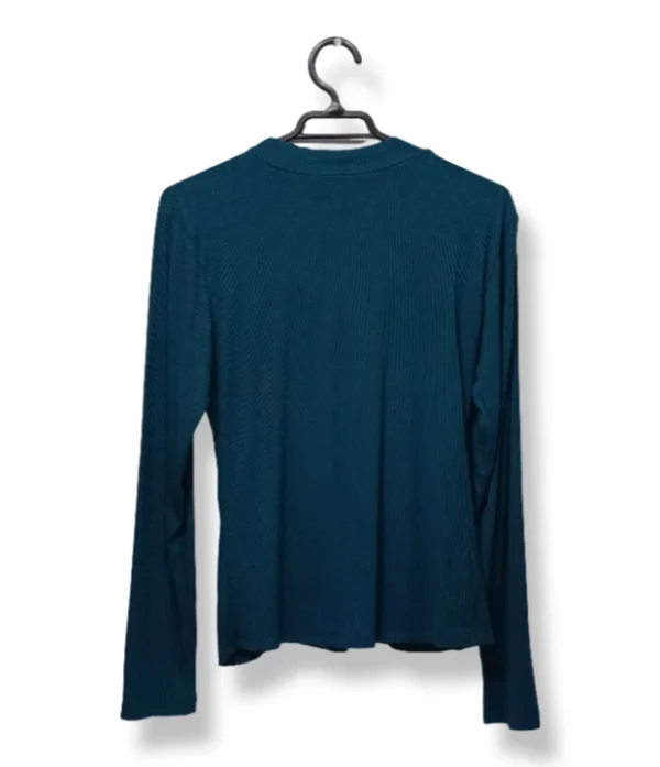 1000004845 Polera Acanalada con Frunces, Verde IO – Talla M