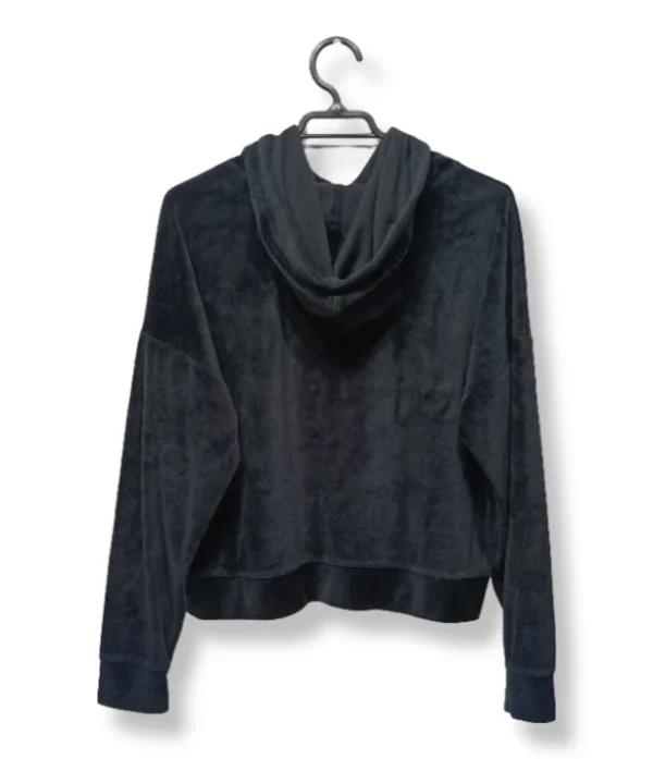 Polerón Crop de Terciopelo Gris con Bordado de Estrellas  – Talla M