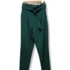 Pantalón Zara verde, tiro largo con pretina ancha y cinturón