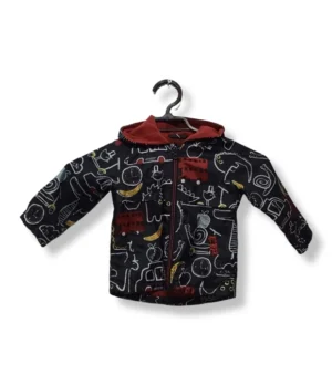 pixelcut-export-1751216719388 Cortavientos negro con dibujos /Talla 6-12 meses