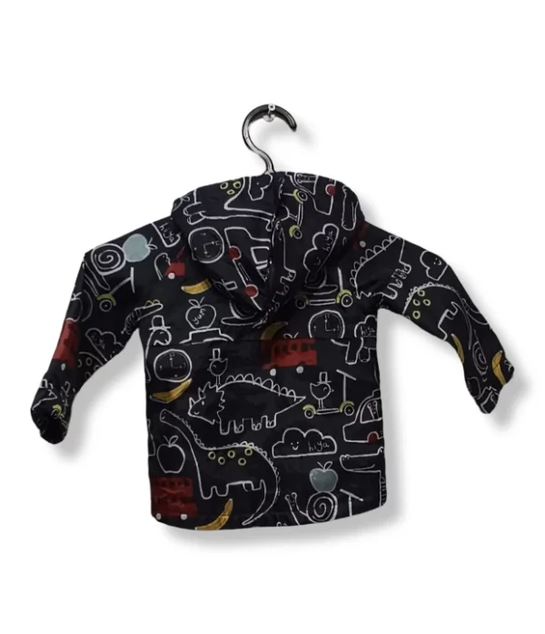 Cortavientos negro con dibujos /Talla 6-12 meses