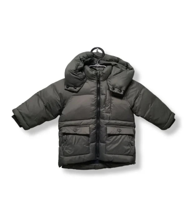 Parka acolchada Zara  de plumas verde militar – Talla 9-12 meses (copia)