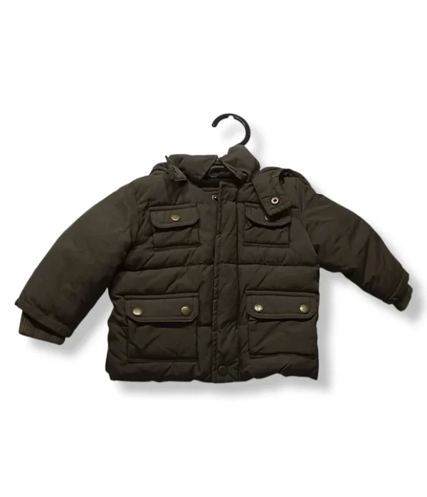 Parka acolchada verde oliva  Gap, talla 12-18 meses