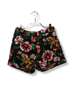 Short Floral Marquis Mujer – Fondo Negro con Estampado Tropical