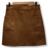 Falda Café Tipo Gamuza – Con Bolsillos Frontales