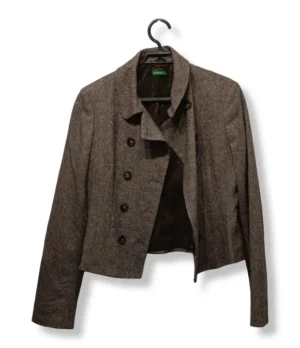 pixelcut-export-1751249118480 Chaqueta Benetton Mujer – Lana Gris Corte Militar, Talla 38