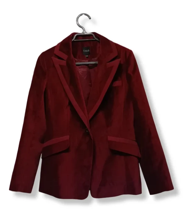 Blazer Liola Mujer – Terciopelo Burdeo, Talla 38