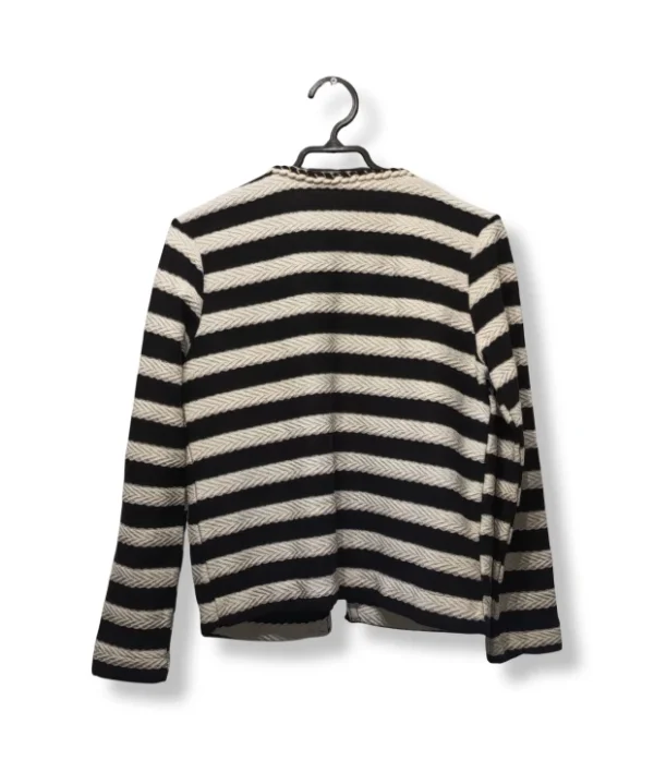 Chaqueta Sfera Estilo Chanel – Rayas Blanco y Negro, Talla 38