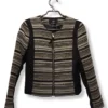 Chaqueta H&M Estilo Étnico – Negro y Beige, Talla 36