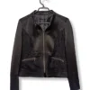 Chaqueta Negra Liola con Encaje – Estilo Biker Chic Femenino, Talla 38