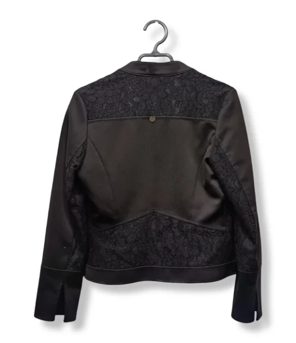 Chaqueta Negra Liola con Encaje – Estilo Biker Chic Femenino, Talla 38