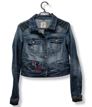Chaqueta Denim La Mode Est À Vous (LMV) – Estilo Urbano con Tela Contrastante y Parche, Talla M