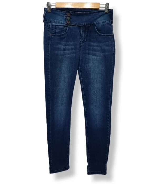 Jeans Azul Oscuro Skinny con Botones – Sibylla – Talla 38