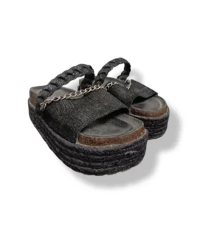 Sandalias plataforma negras Romano, talla 34