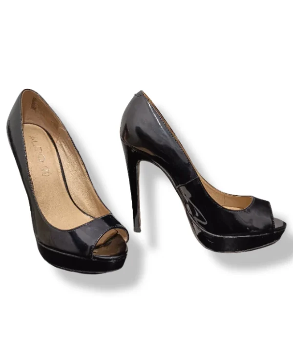Zapatos Peep Toe Charol Negro – Aldo – Talla 39