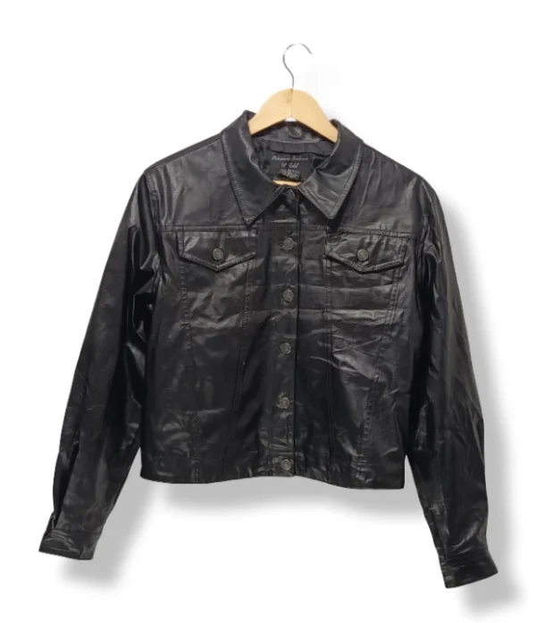 Chaqueta negra efecto cuero, Talla S
