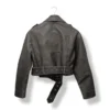 Chaqueta biker gris con cinturón, Talla S