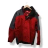 Chaqueta impermeable roja con detalles negros – Talla L