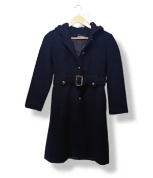 Abrigo negro con cinturón y capucha LoveMade - Talla XS
