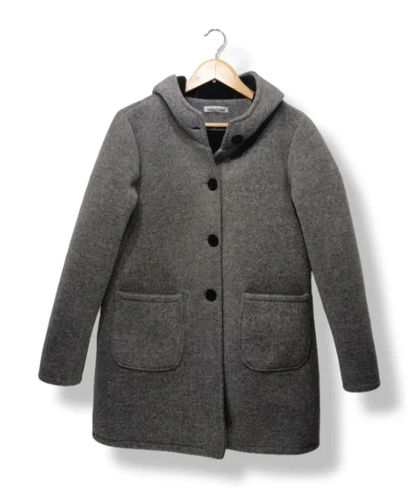 Tapado gris con gorro Made in Italy – Talla S