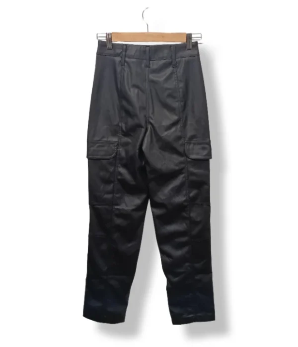 Pantalón cargo efecto cuero negro BAR III – Talla XS