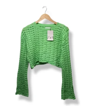 Sweater calado verde Zara 13-14 años (Nuevo con etiqueta)