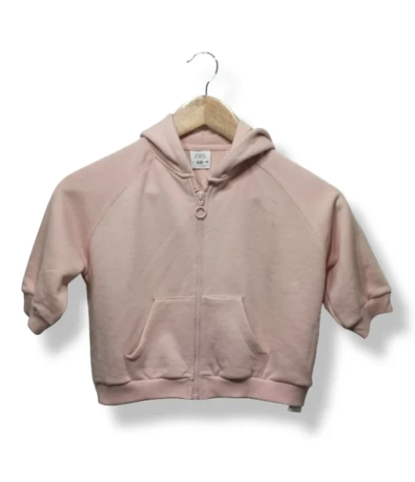 Polerón corto rosado Zara niña, manga corta con gorro