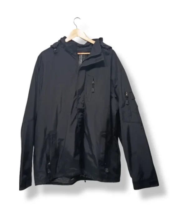 pixelcut-export-1754283235132 Cortaviento impermeable negra con gorro, talla XXL