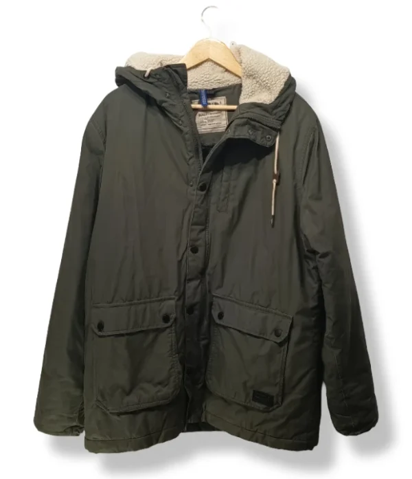 Parka verde oliva con chiporro interior H&M - Talla M/L