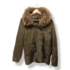 Parka verde militar con gorro de peluche ZARA - Talla L