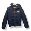 Parka de pluma azul Royal Club Norway con bordados, Talla M/L