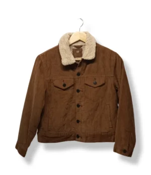 Chaqueta trucker café de cotelé con chiporro GAP Kids – Talla L niño