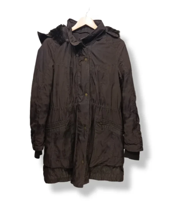 Parka larga café oscuro con chiporro Cosima  – Talla L