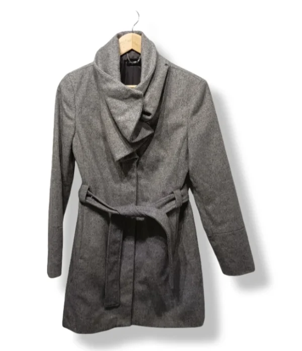 Abrigo gris con cinturón Motivi – Talla 38/40