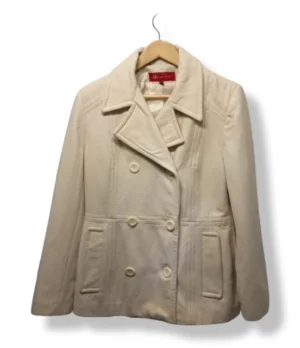 Abrigo blanco cruzado Anne Klein – Talla M