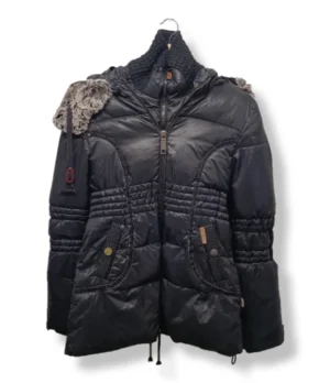 pixelcut-export-1756390275596 Parka Khujo negra con gorro, Talla S