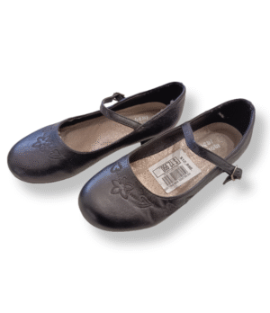 Zapatos ballerina negros  con correa y bordado floral