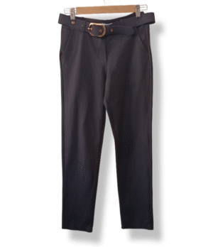 pixelcut-export-1757514215111 Pantalón negro Flare con cinturón, talla S