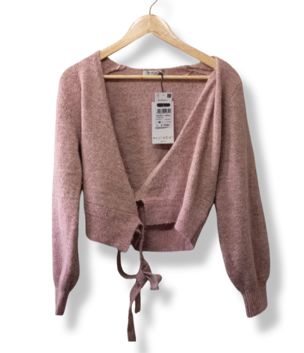 Sweater Crop Cruzado Rosado Basement Nuevo— Talla S