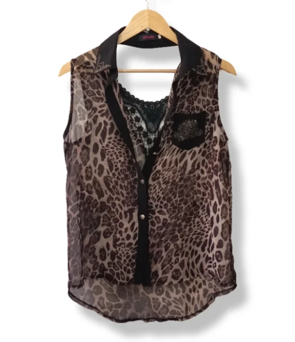 Blusa animal print sin mangas Caizhinv S/M