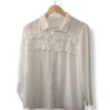 Blusa blanca con volantes frontales, Talla 44