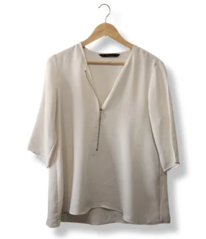 Blusa blanca con cierre frontal Zara – Talla M