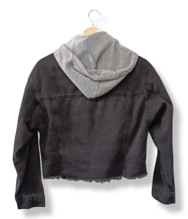 Chaqueta denim negra con capucha Forever 21 – Talla S/M