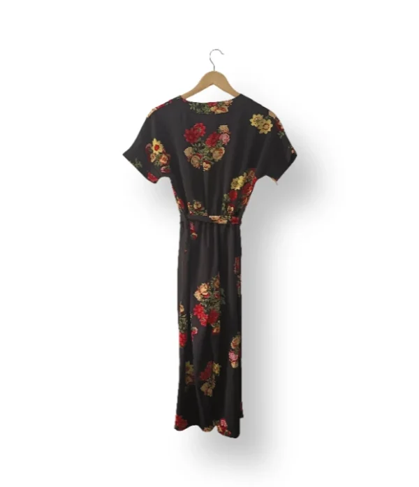 Enterito negro floral con lazo – Talla S