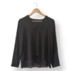 Blusa Zara negra con encaje inferior – Talla S/M